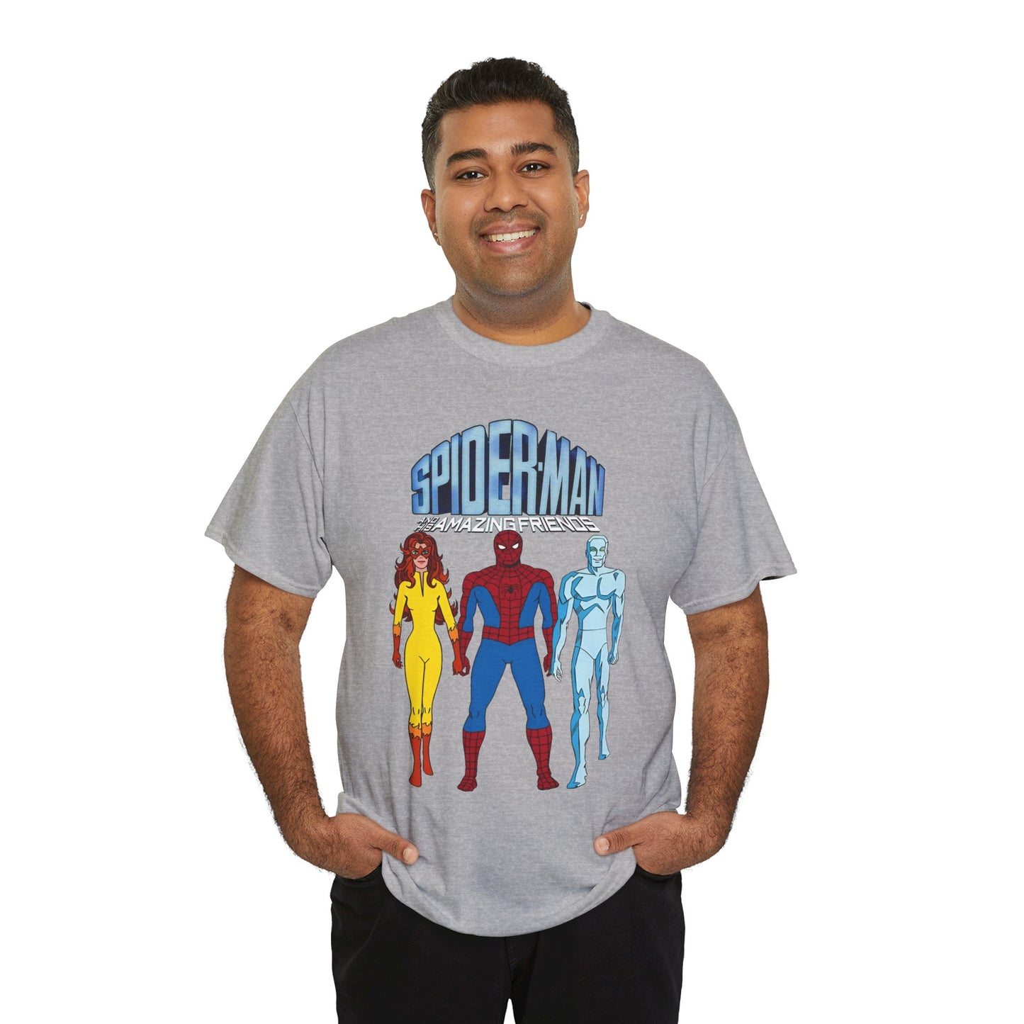 Spider-Man & His Amazing Friends T-Shirt - Spidey, Firestar, Iceman - Popular 1980s Marvel TV Cartoon - Marvel Comics