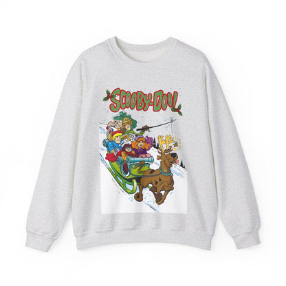 Scooby Doo Christmas Crewneck Sweatshirt - Shaggy, Daphne, Velma, Fred Sleighing Through the Snow
