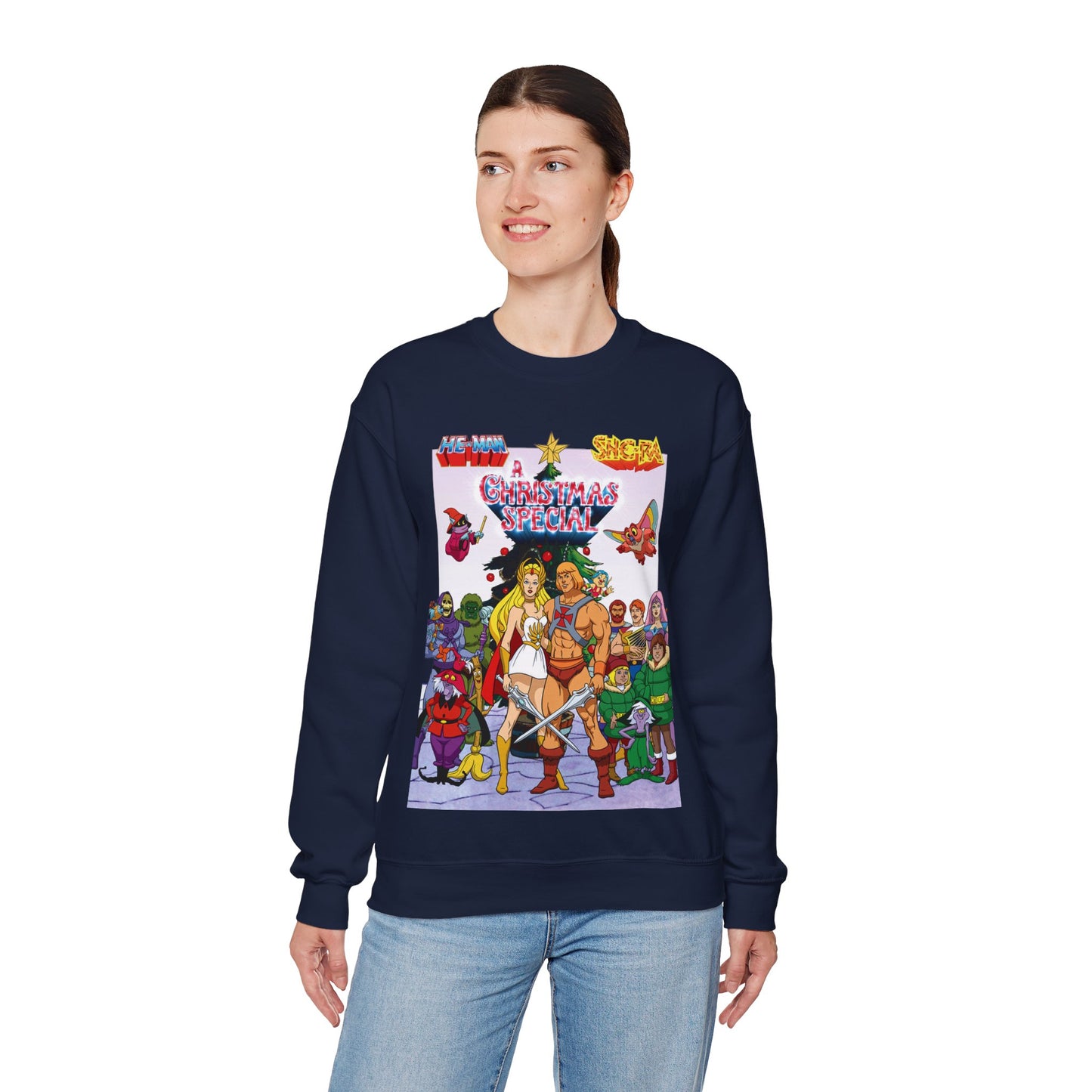 He-Man & She-Ra Christmas Crewneck Sweatshirt - Masters of the Universe, Princess of Power - Filmation Holiday Special
