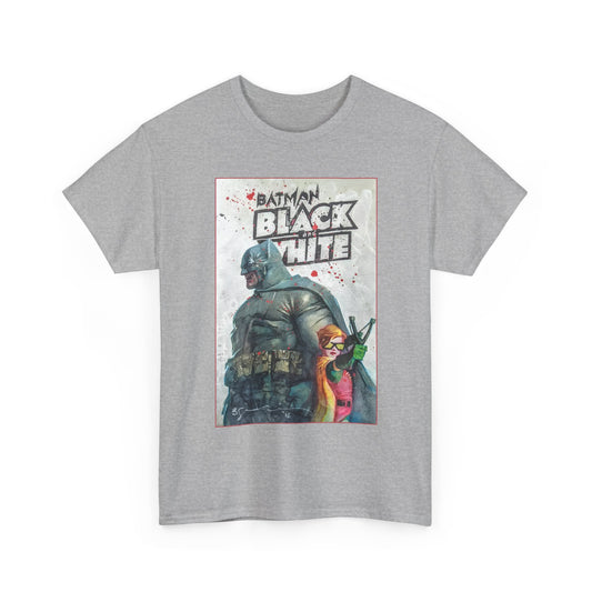 Batman: Black & White T-Shirt - Bill Sienkiewicz Art - Dark Knight Returns - Batman & Robin (Carrie Kelley) - DC Comics