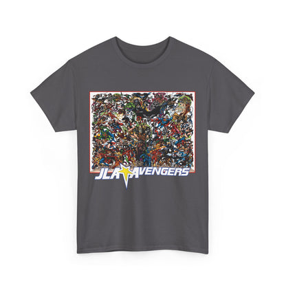 JLA Vs Avengers T-Shirt - Stunning, Classic George Perez Art - DC & Marvel 200s Crossover - Superman, Thor, Wonder Woman, Captain America, Flash, Black Panther, Iron Man, Batman