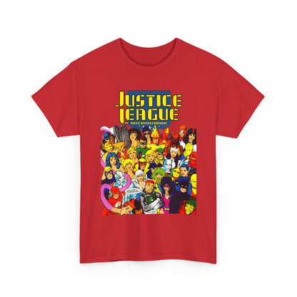 Justice League International T-Shirt - Kevin Maguire DC Comics Sourcebook Art - Booster Gold, Blue Beetle, Batman, Martian Manhunter, Captain Atom, Fire, Ice, Guy Gardner