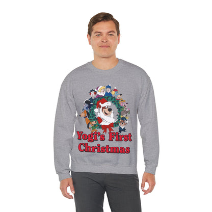 Yogi's First Christmas Crewneck Sweatshirt - Hanna-Barbera TV Holiday Special - Snagglepuss, Huckleberry Hound, Ranger Smith