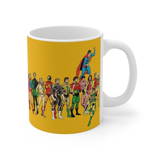 Legion of Super-Heroes Coffee Mug, 11oz - Classic DC Comics Art - Superboy, Cosmic Boy, Wildfire, Dream Girl, Element Lad, Sun Boy
