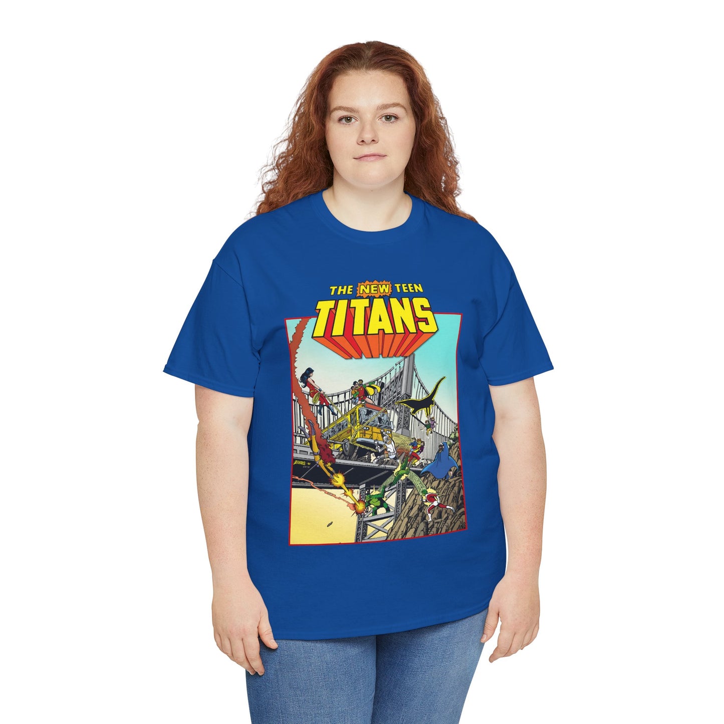 New Teen Titans T-Shirt - George Perez Promo Art - Wonder Girl, Cyborg, Raven, Starfire, Robin, Kid Flash, Changeling - DC Comics