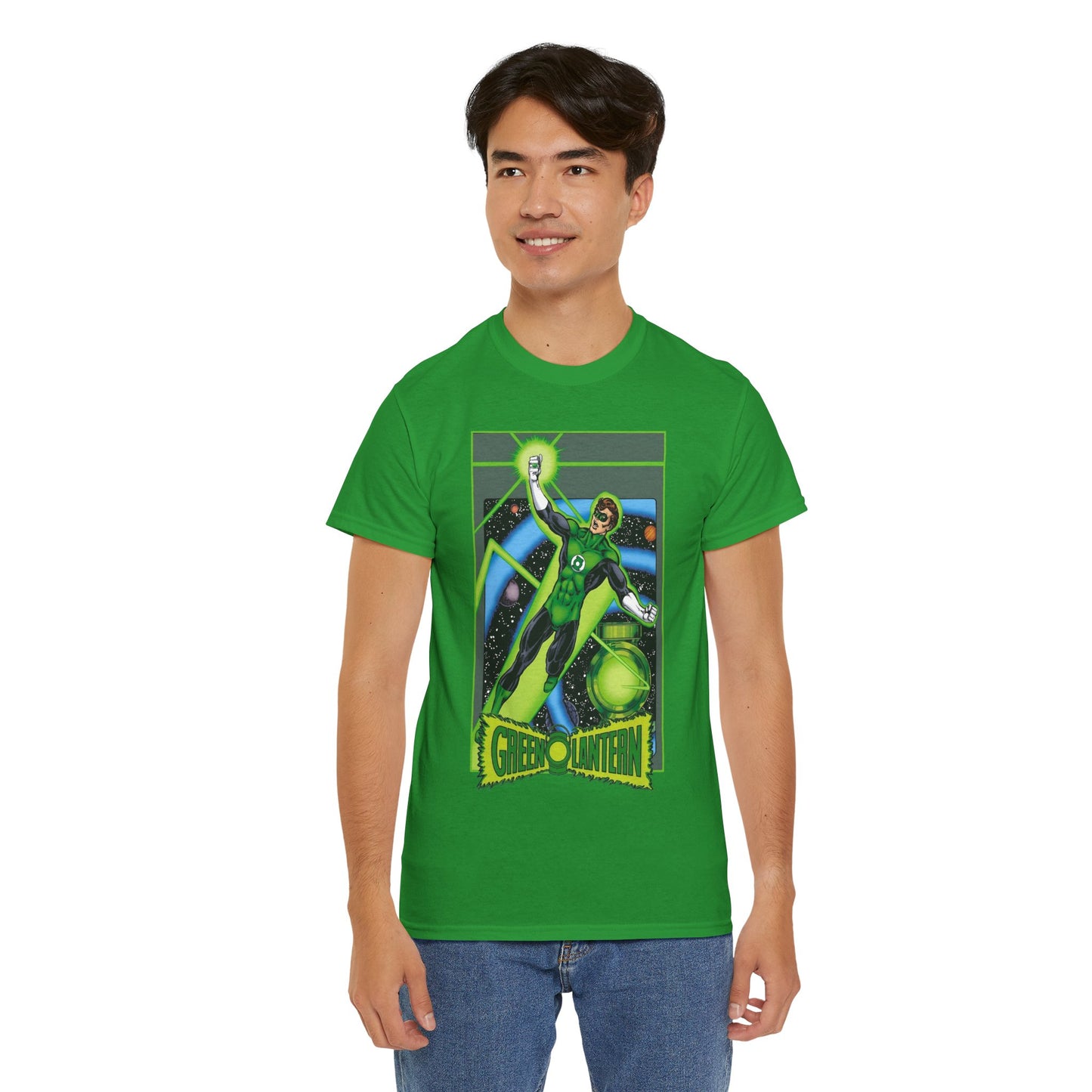 Green Lantern T-Shirt - George Perez JLA Postcard Art - DC Comics - Hal Jordan - Sector 2814 - Justice League Member