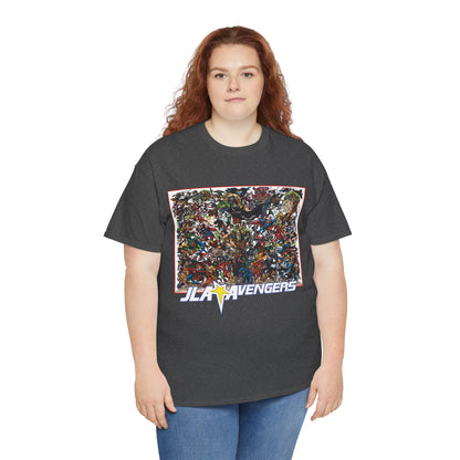 JLA Vs Avengers T-Shirt - Stunning, Classic George Perez Art - DC & Marvel 200s Crossover - Superman, Thor, Wonder Woman, Captain America, Flash, Black Panther, Iron Man, Batman