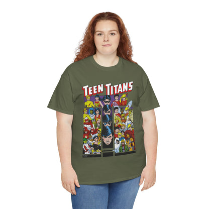Teen Titans T-Shirt - George Perez Art - Wonder Girl, Bumblebee, Kid Flash, Starfire, Cyborg, Raven, Lilith, Flash, Hawn & Dove, Robin - DC Comics