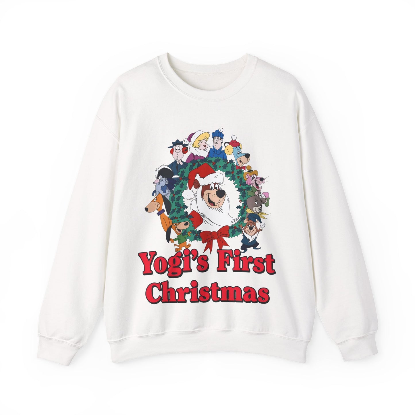 Yogi's First Christmas Crewneck Sweatshirt - Hanna-Barbera TV Holiday Special - Snagglepuss, Huckleberry Hound, Ranger Smith