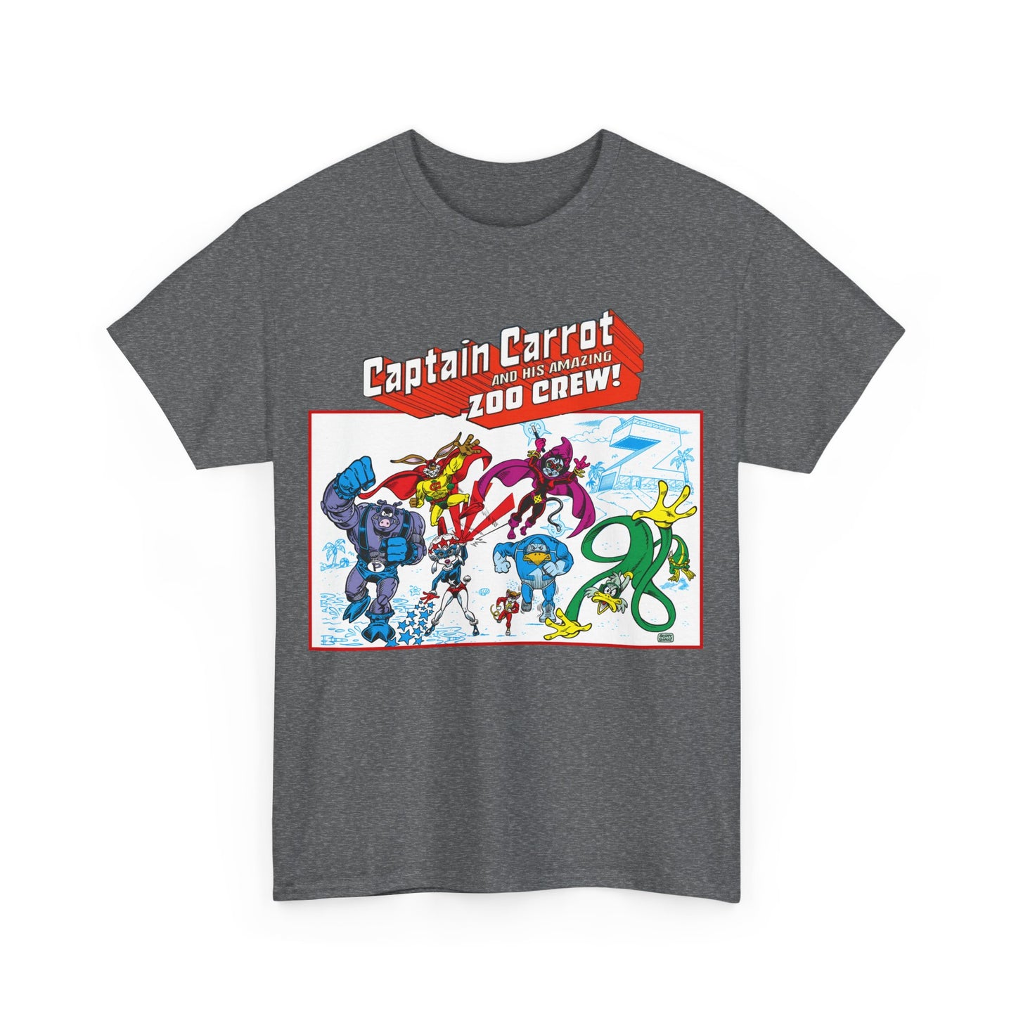 Captain Carrot & His Amazing Zoo Crew T-Shirt - DC Comics Series - Funny Animal Retro 1980s - Pig-Iron, Yankee Poodle, Rubberduck