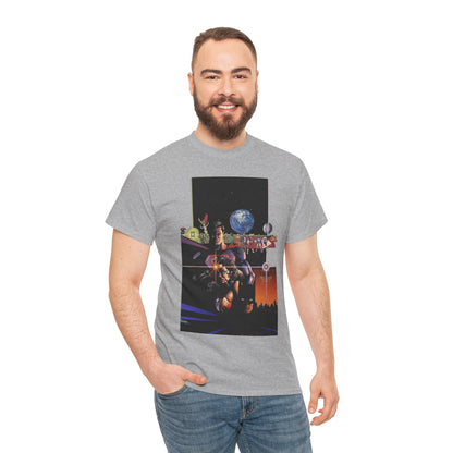 Crisis on Infinite Earths T-Shirt - George Perez Art - Superman, Batman, Wonder Woman, Captain Marvel, Blue Beetle, Kid Flash - Retro 1980s - DC Comics