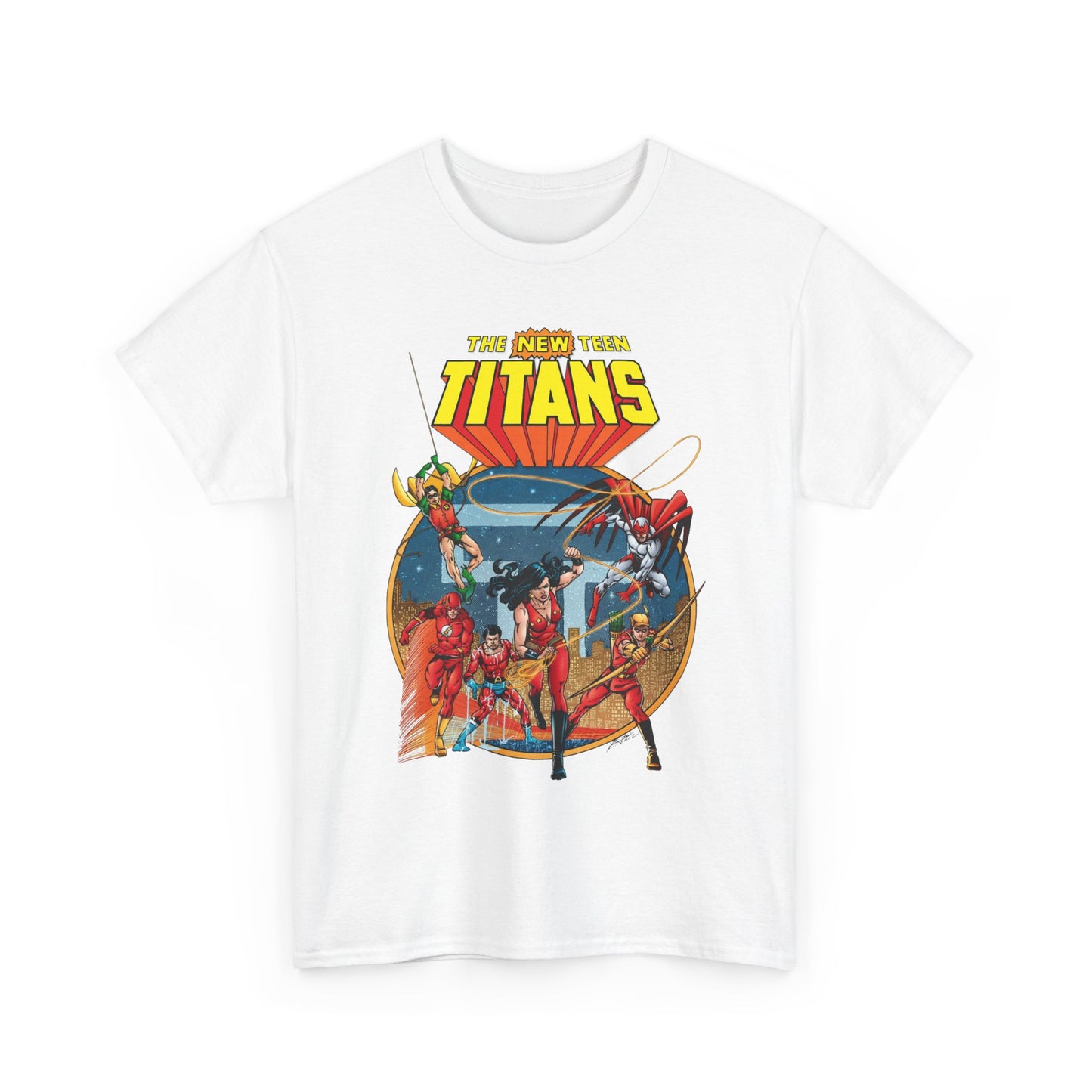 New Teen Titans T-Shirt - George Perez Art - Wonder Girl, Flash, Robin, Speedy, Aqualad, Hawk - DC Comics