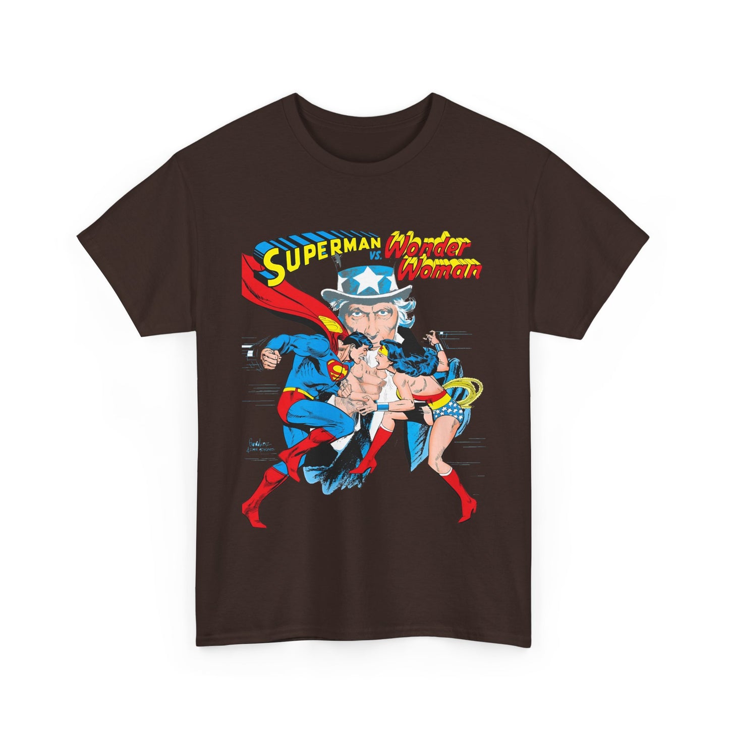 Superman Vs Wonder Woman T-Shirt - José Luis García-López Art - Popular 1970s Tabloid Story - DC Comics
