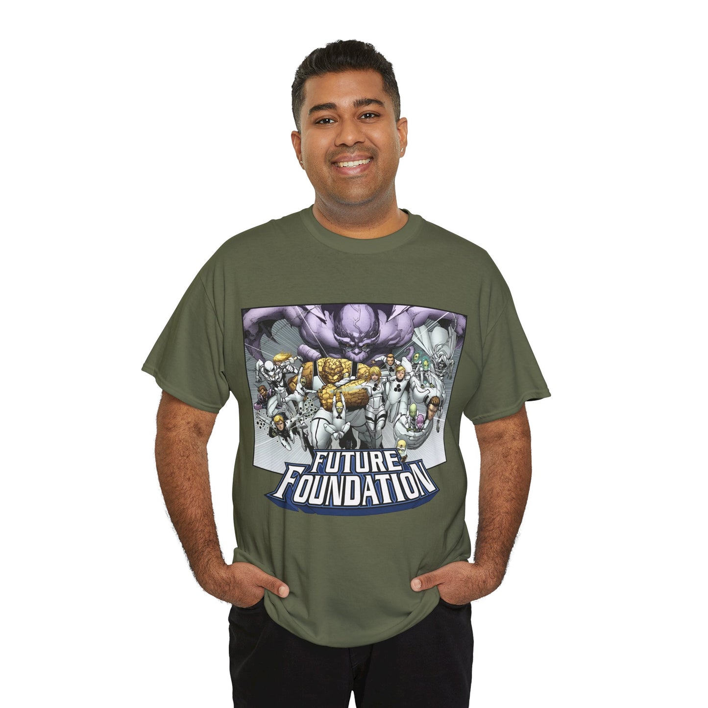 Future Foundation T-Shirt - Marko Djurdjevic Art - Spider-Man, Mr. Fantastic, Invisible Woman, The Thing, Dr. Doom, Bentley 23, Dragon Man, the Moloids - Marvel Comics