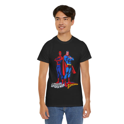 Amazing Spider-Man & Superman T-Shirt - Classic 1970s Marvel/DC Comics Crossover - Peter Parker & Clark Kent