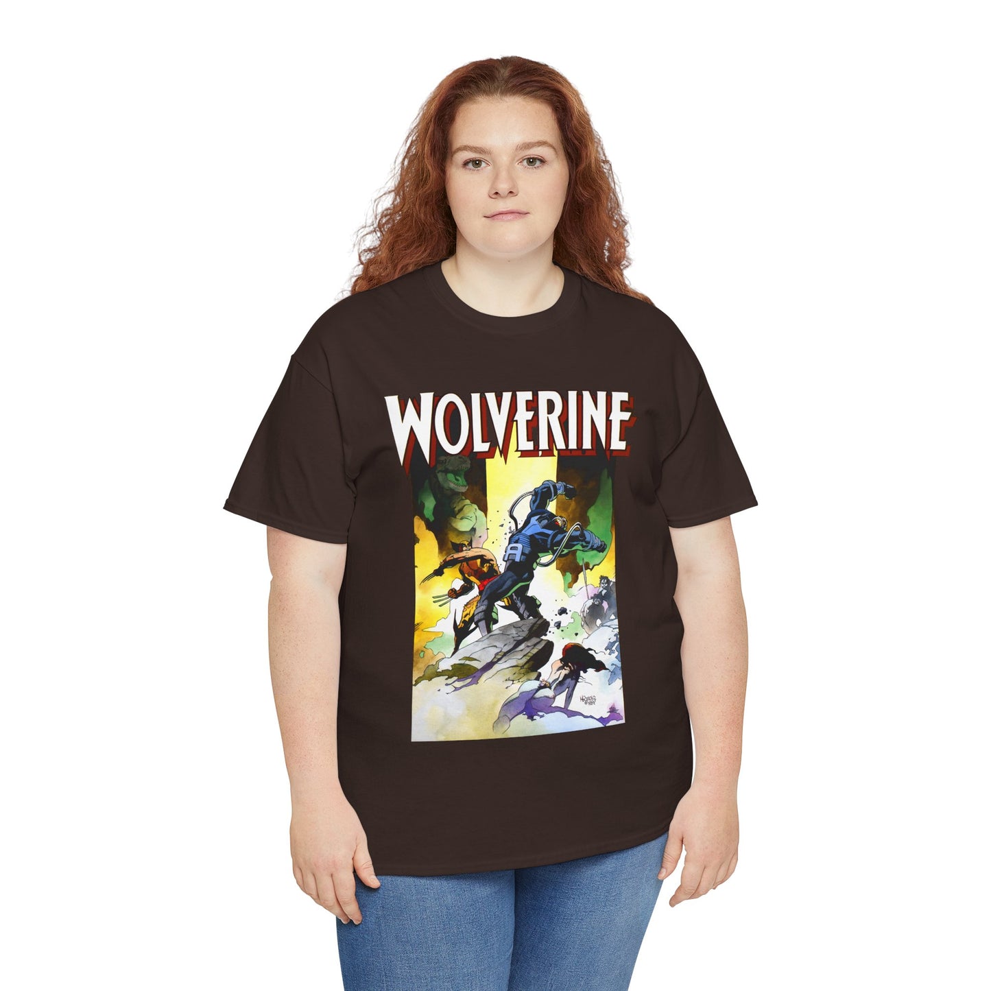 Wolverine T-Shirt - Mike Mignola Art - Jungle Adventure - Savage Land Story - Vs A Dinosaur - Logan, X-Men Member - Marvel Comics