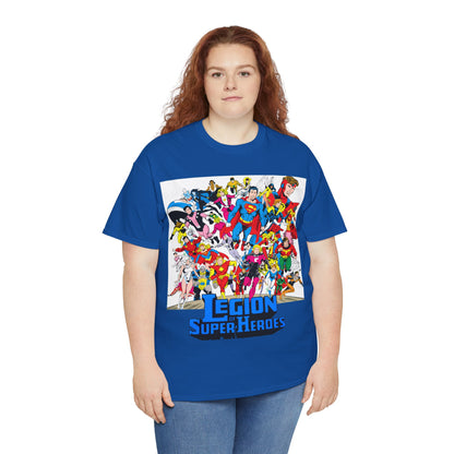 Legion of Super-Heroes T-Shirt - Greg Laroque Art - Who's Who in DC Comics - Superboy, Cosmic Boy, Dream Girl, Dawnstar, Supergirl, Sun Boy, Wildfire, Element Lad, Invisible Kid, Saturn Girl, Lightning Lad - DC Comics