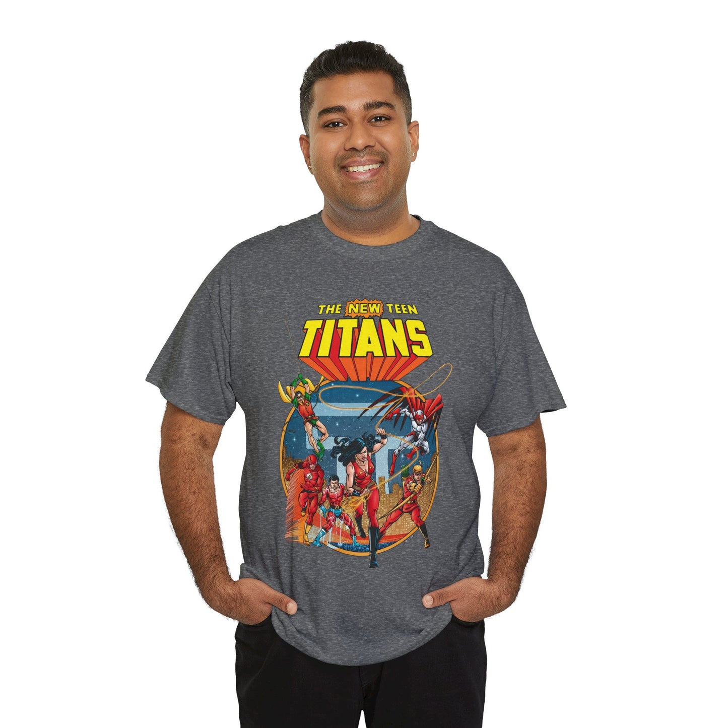 New Teen Titans T-Shirt - George Perez Art - Wonder Girl, Flash, Robin, Speedy, Aqualad, Hawk - DC Comics