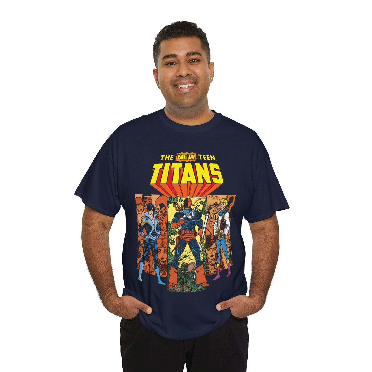 New Teen Titans T-Shirt - George Perez Art - Judas Contract - Nightwing, Jericho, Deathstroke, Changeling. Starfire - DC Comics