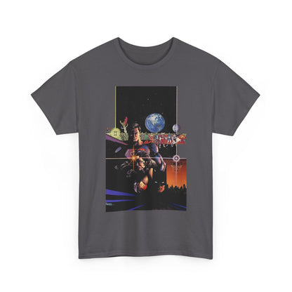 Crisis on Infinite Earths T-Shirt - George Perez Art - Superman, Batman, Wonder Woman, Captain Marvel, Blue Beetle, Kid Flash - Retro 1980s - DC Comics