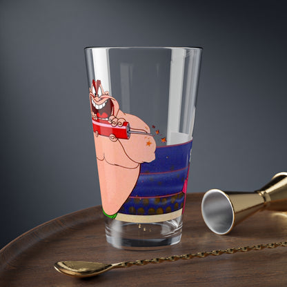 Bugs Bunny & the Crusher Pint Glass, 16oz - Popular Looney Tunes Characters  - Bunny Hugged - Bugs Wrestler Foe - Cartoon Classic