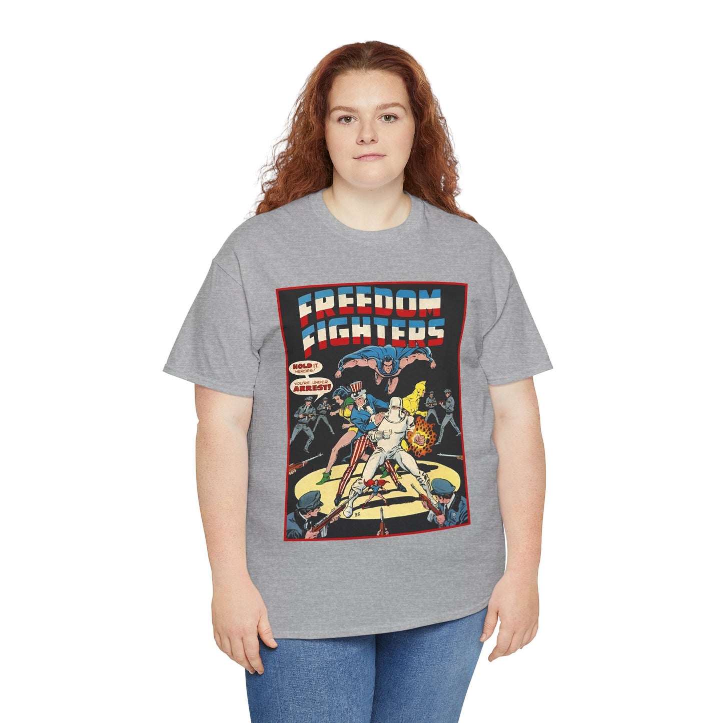 Freedom Fighters T-Shirt - 70s Series - Uncle Sam, The Ray, Phantom Lady, Doll Man, Black Condor, Human Bomb - DC Comics