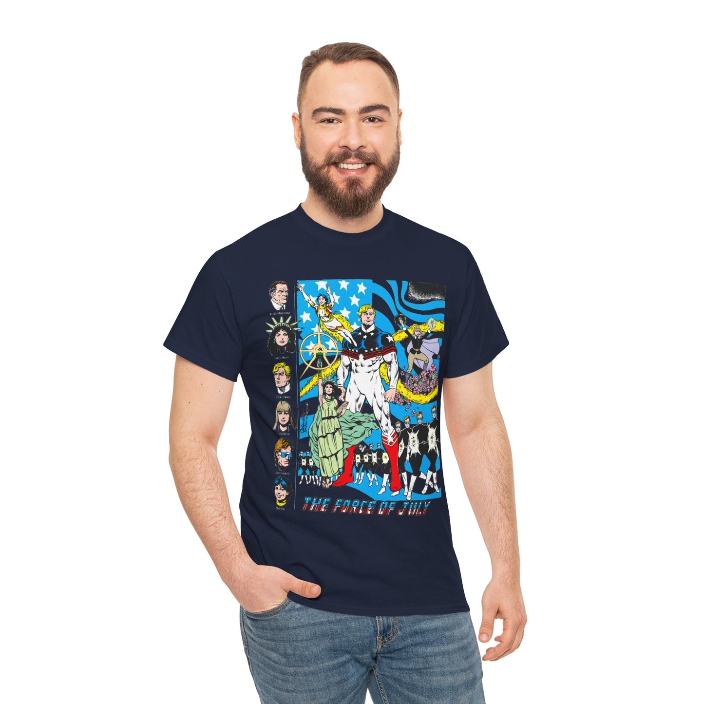 Force of July T-Shirt - Batman and the Outsiders Villains - Lady Liberty, Major Victory, Mayflower, Silent Majority - DC Comics