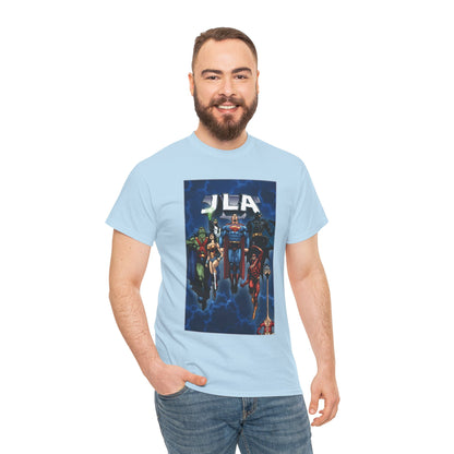 JLA T-Shirt - Doug Mahnke Art - Superman, Batman, Wonder Woman, Aquaman, Green Lantern, Flash, Martian Manhunter - DC Comics
