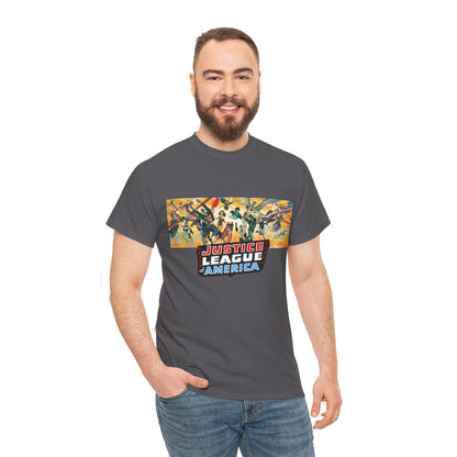 Justice League T-Shirt - Alex Ross Art - Superman, Batman, Wonder Woman, Black Canary, Hawkman, Green Lantern, Adam Strange, Plastic Man, Zatanna - DC Comics