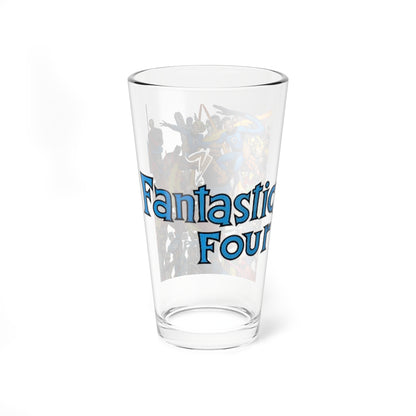 Fantastic Four 16oz Pint Glass - Marvel Comics - John Byrne Art - Human Torch, The Thing, Invisible Woman, Reed Richards