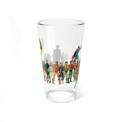 Legion of Super-Heroes Pint Glass, 16oz - Mike Grell DC Comics Art - Superboy, Saturn Girl, Cosmic Boy, Lightning Lad, Wildfire, Timber Wolf, Bouncing Boy, Supergirl