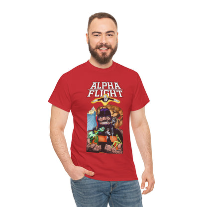 Alpha Flight T-Shirt - John Byrne Art - Guardian, Aurora, Northstar, Shaman, Snowbird, Puck - Marvel Comics