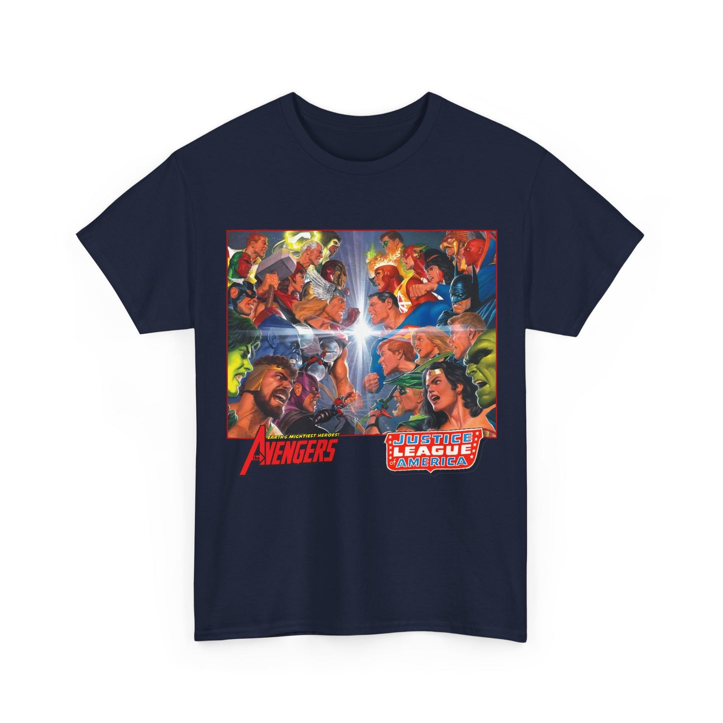 Avengers/Justice League of America T-Shirt - Alex Ross Art, George Perez Homage - DC Comics, Marvel Comics