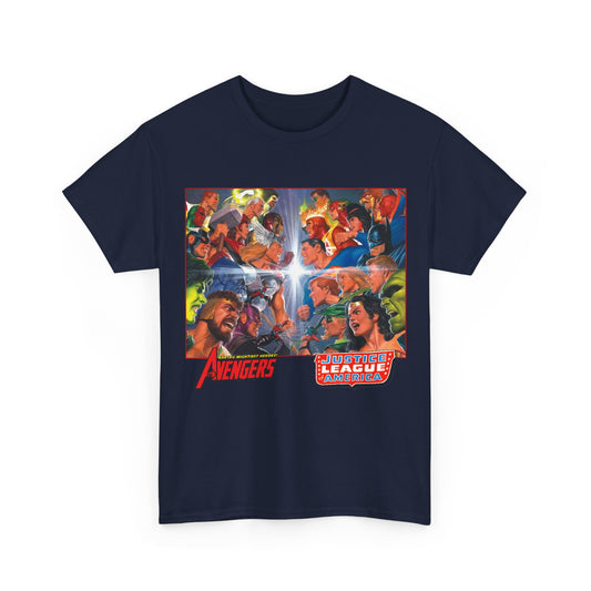 Avengers/Justice League of America T-Shirt - Alex Ross Art, George Perez Homage - DC Comics, Marvel Comics