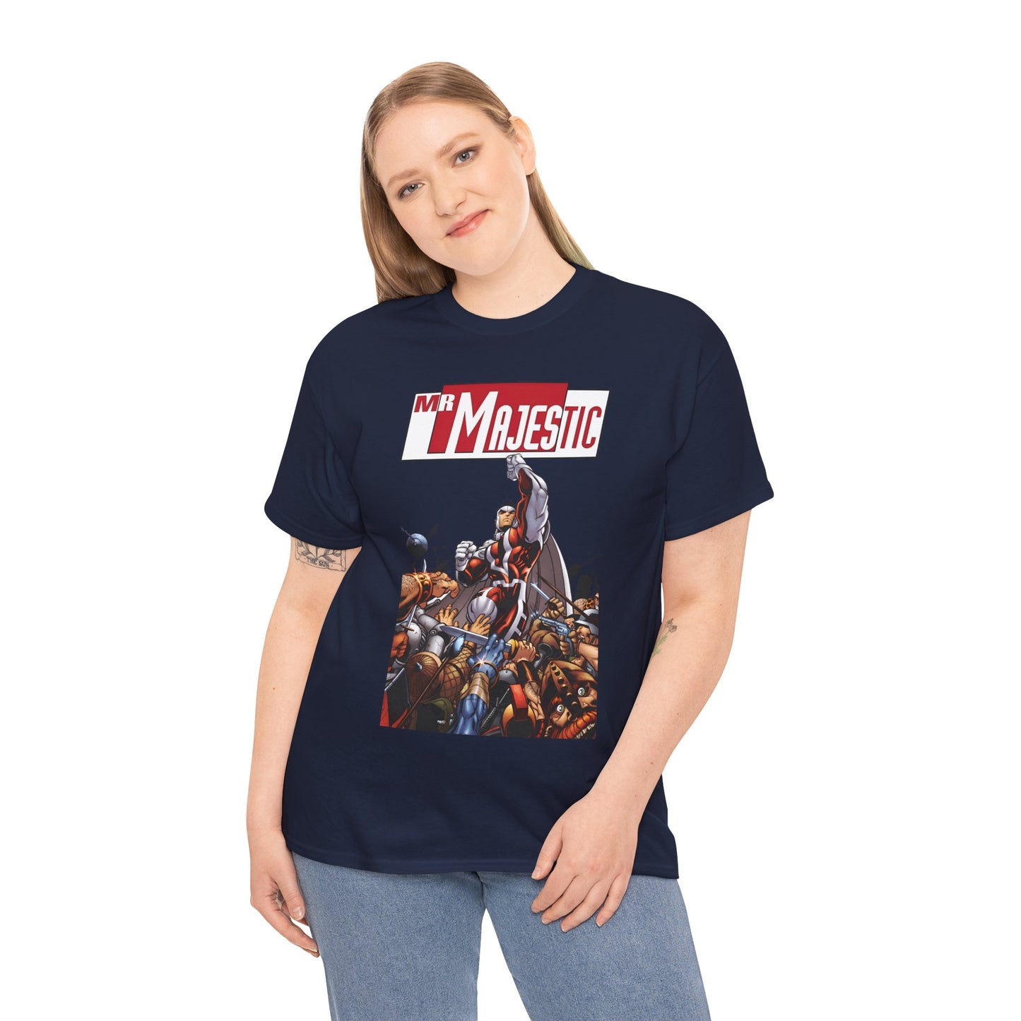 Mr. Majestic T-Shirt - Ed McGuiness Art - Flying Above His Attackers - DC/Wildstorm Comics