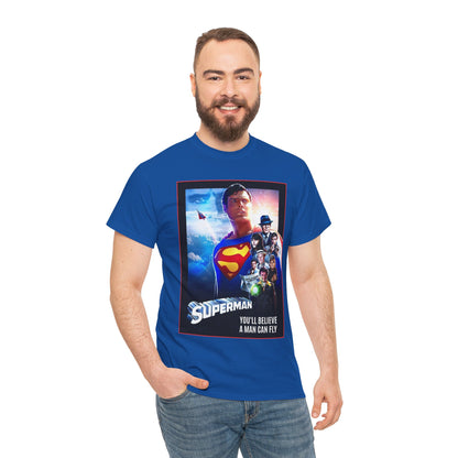 Superman The Movie T-Shirt - Christopher Reeve, Gene Hackman, Margot Kidder - Beloved 1970s Warner Brothers Movie - Krypton, Smallville, Metropolis - DC Comics