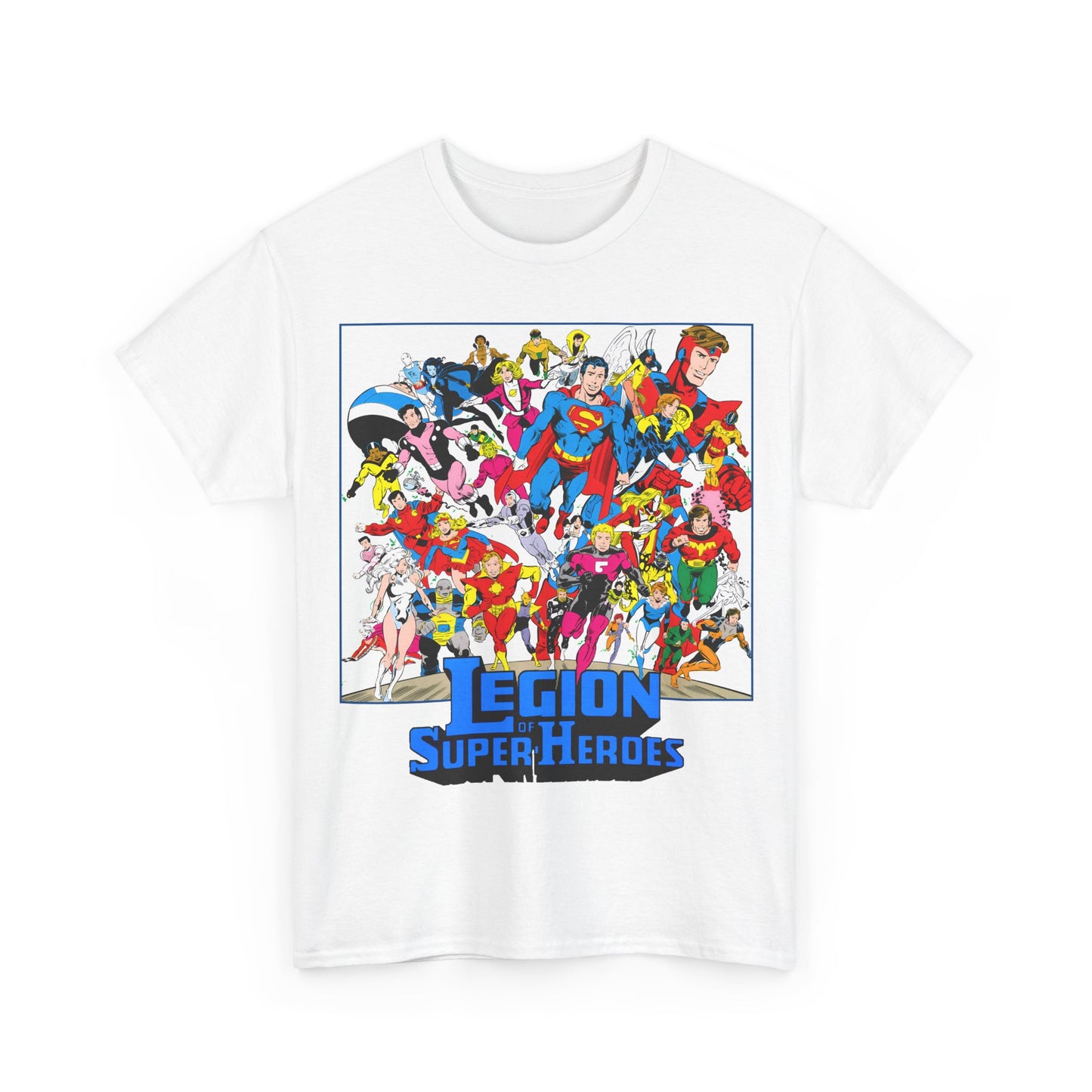 Legion of Super-Heroes T-Shirt - Greg Laroque Art - Who's Who in DC Comics - Superboy, Cosmic Boy, Dream Girl, Dawnstar, Supergirl, Sun Boy, Wildfire, Element Lad, Invisible Kid, Saturn Girl, Lightning Lad - DC Comics