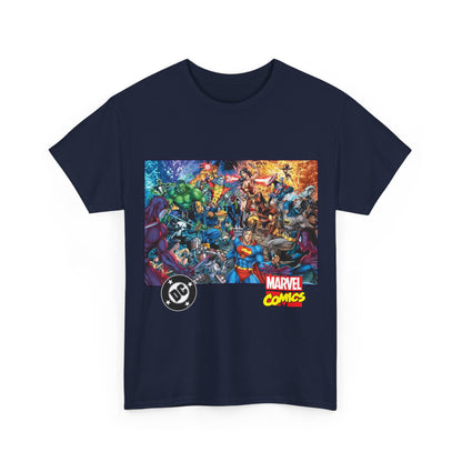 DC Vs Marvel T-Shirt - Jim Lee Art - Batman, Superman, Spider-Man, Wolverine, Wonder Woman, Daredevil, Hulk, Captain America, Deathstroke, Storm, Colossus - DC Comics, Marvel Comics Crossover