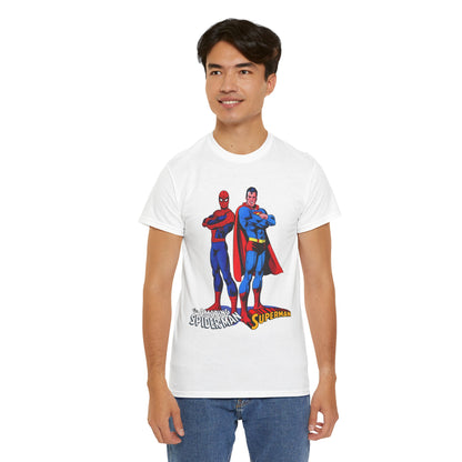 Amazing Spider-Man & Superman T-Shirt - Classic 1970s Marvel/DC Comics Crossover - Peter Parker & Clark Kent