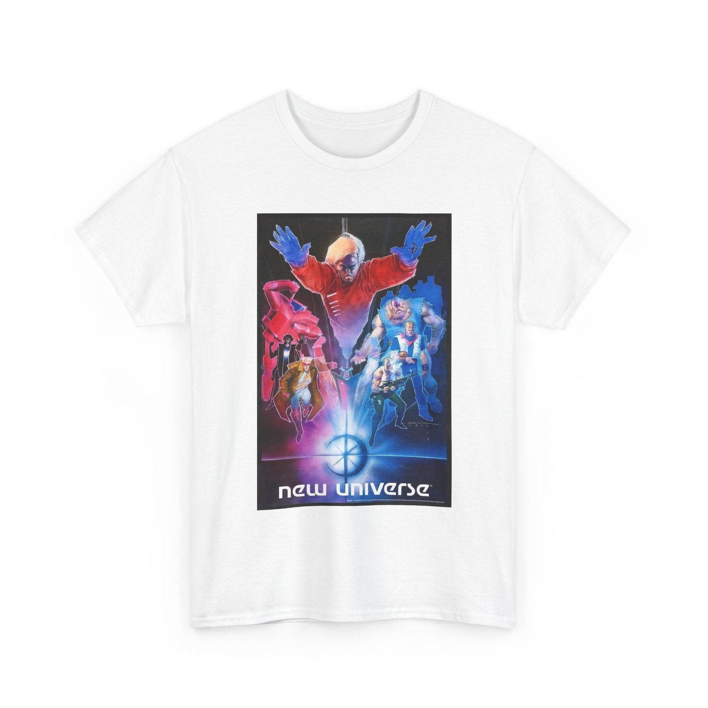 New Universe T-Shirt - Bill Sienkiewicz Art - Star Brand, Night Mask, Justice, DP7, Psi-Force, Kickers Inc - Marvel Comics