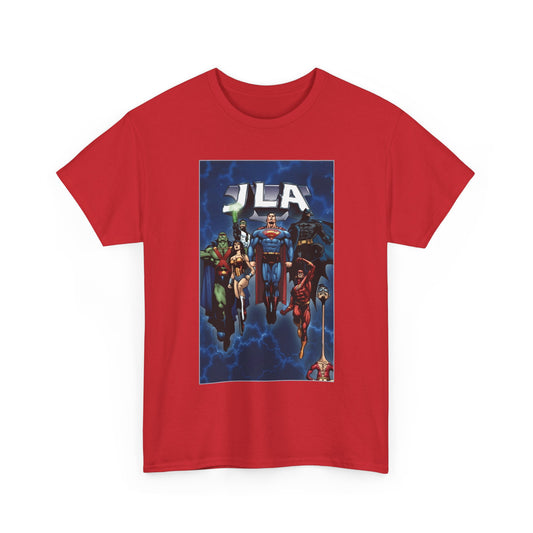 JLA T-Shirt - Doug Mahnke Art - Superman, Batman, Wonder Woman, Aquaman, Green Lantern, Flash, Martian Manhunter - DC Comics