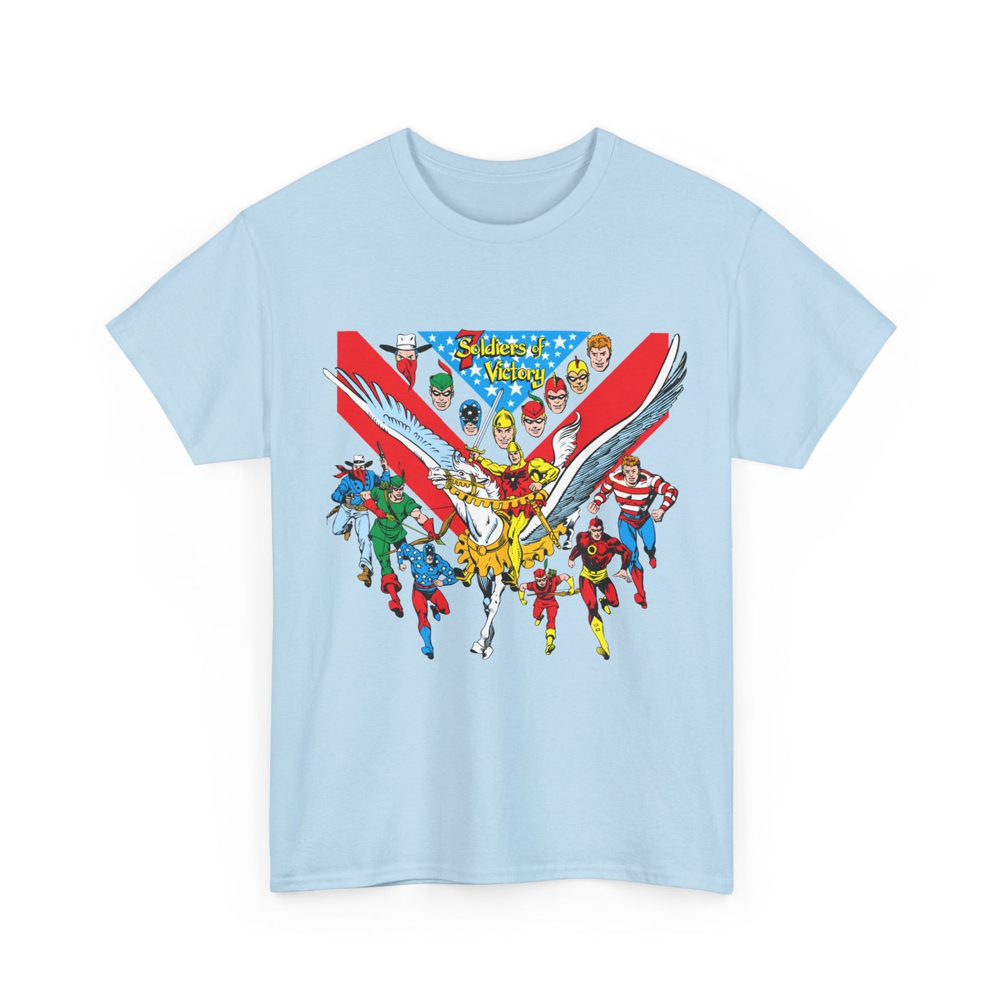 7 Soldiers of Victory T-Shirt - Speedy, Vigilante, Green Arrow, Stripesy, Crimson Avenger, Star-Spangled Kid - Golden Age Heroes of the DC Universe