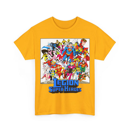 Legion of Super-Heroes T-Shirt - Greg Laroque Art - Who's Who in DC Comics - Superboy, Cosmic Boy, Dream Girl, Dawnstar, Supergirl, Sun Boy, Wildfire, Element Lad, Invisible Kid, Saturn Girl, Lightning Lad - DC Comics