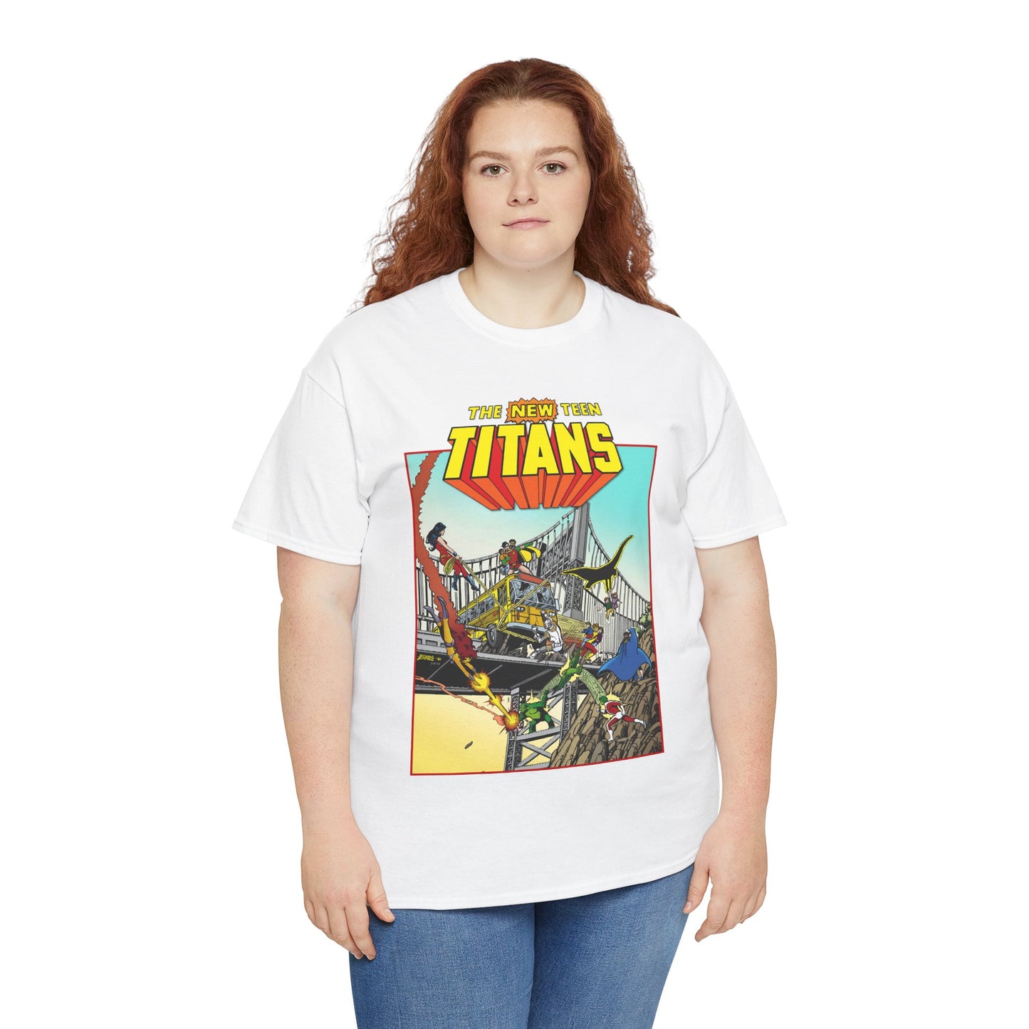 New Teen Titans T-Shirt - George Perez Promo Art - Wonder Girl, Cyborg, Raven, Starfire, Robin, Kid Flash, Changeling - DC Comics
