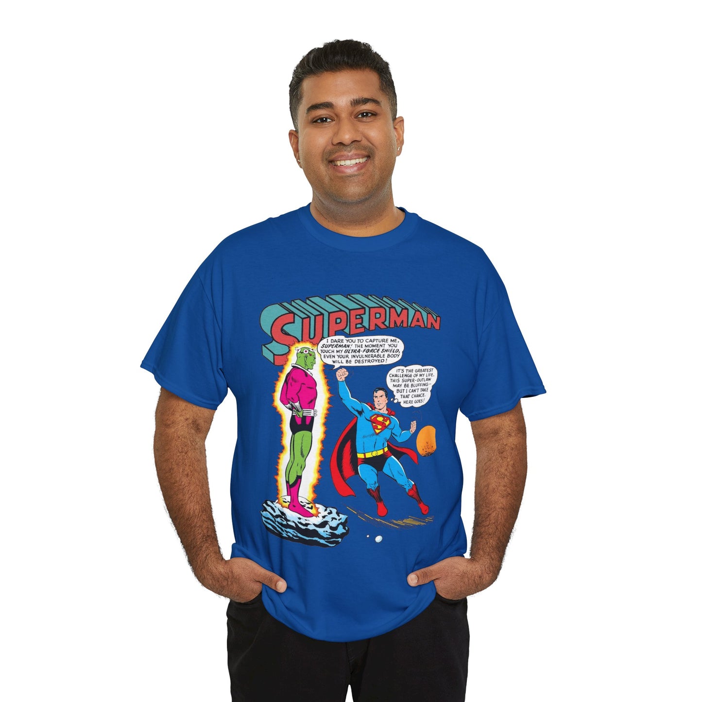 Superman T-Shirt - Curt Swan Art - Vs Brainiac- Silver Age 1st Appearance - DC Comics