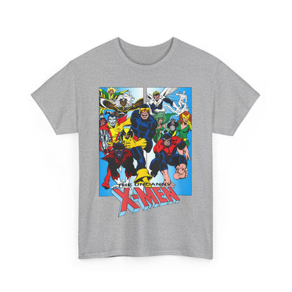 Uncanny X-Men T-Shirt - Classic Dave Cockrum Art - Popular Marvel Comics Series - Wolverine, Storm, Cyclops, Nightcrawler, Jean Grey, Iceman, Banshee, Beast