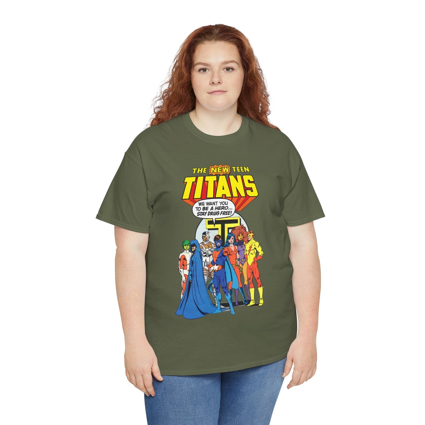 New Teen Titans T-Shirt - 1980s DC Comics Drug Awareness Specials - Protector, Starfire, Cyborg, Wonder Girl, Raven