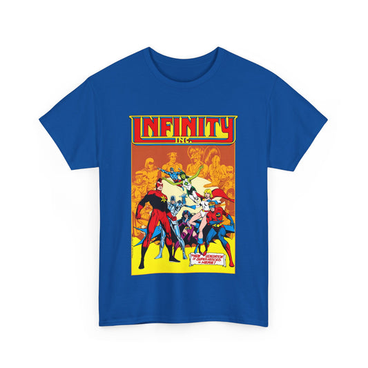 Infinity, Inc T-Shirt - Jerry Ordway Art - Silver Scarab, Huntress, Power Girl, Star-Spangled Kid, Fury, Jade - DC Comics - 1980s JSA Spin-Off Series