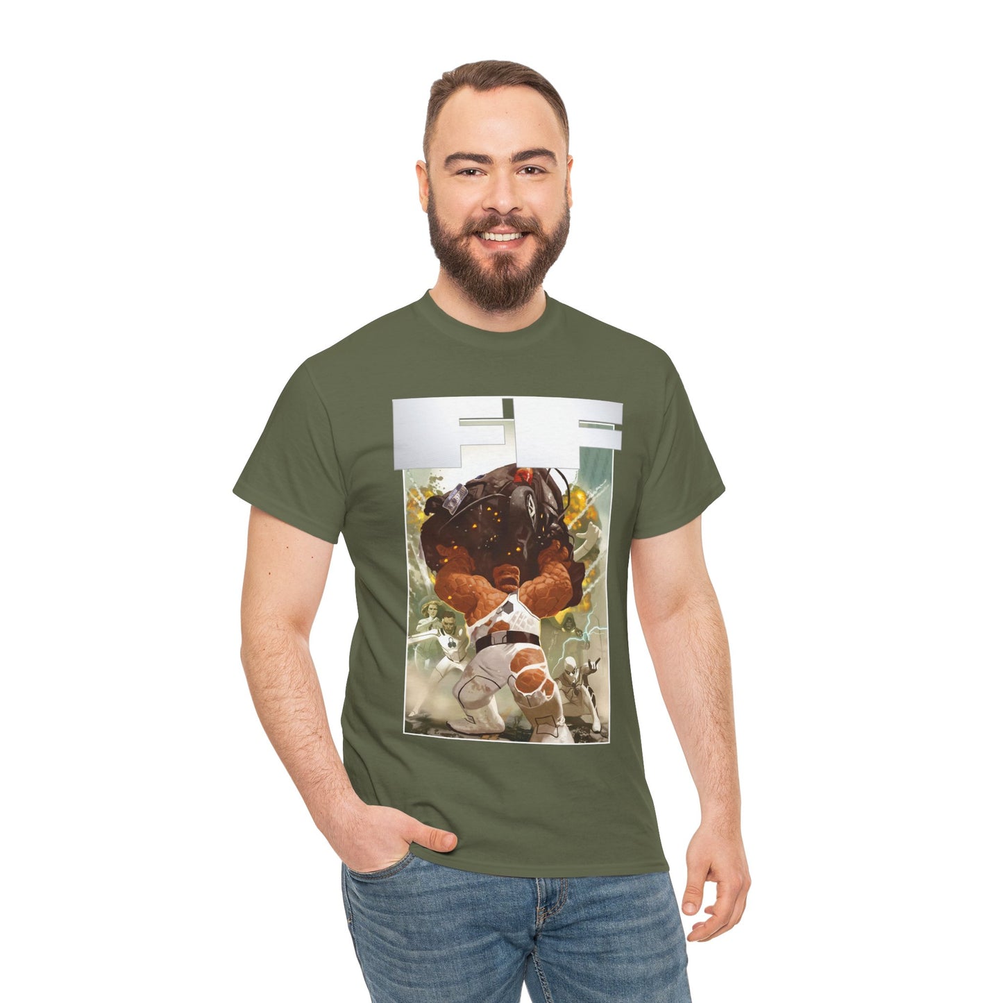 FF T-Shirt - Daniel Acuna Art - Fantastic Four - Mr. Fantastic, Invisible Woman, Thing, Spider-Man - Marvel Comics