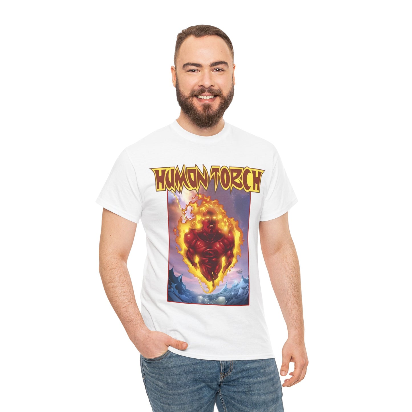 Human Torch T-Shirt - Howard Porter Art - Marvel Comics